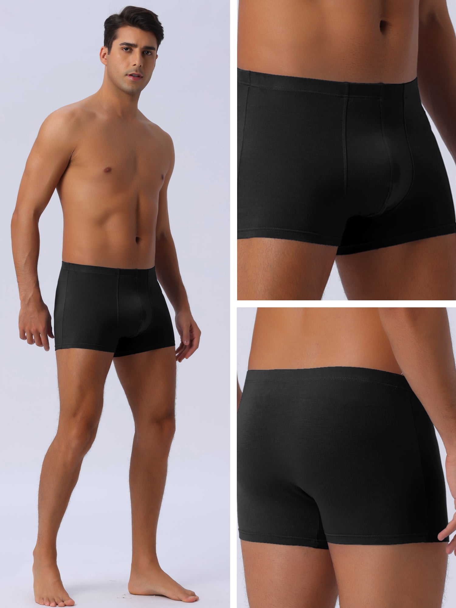 DARING DIVA Men's Regular Fit Soft Comfortable Solid Color Basic Boxer Briefs 36 Black
