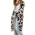thumbnail image 3 of Women'S Cardigan Sweaters Leopard Long Sleeve Open Front Outwear Fall Winter Loose Knit Cheetah Long Cardigan Khaki S, 3 of 8