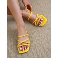 thumbnail image 3 of Fashionable Outdoors White Flat Slippers for Women, Criss Cross Plain Artificial Leather Open Toe Slide Sandals, 3 of 4