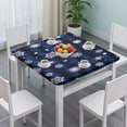 thumbnail image 3 of Blue Christmas Snowflake Pattern Square Fitted Tablecloth with Elastic Edge,Square Table Cover,Washable Elastic Table Cover for Home Kitchen Party Decor 34"x34", 3 of 6