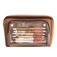 thumbnail image 5 of Tuvgenk Pencil Cases Large Capacity Multiple Compartments Brown Pencil Pouch Zipper Durable Solid Color Cloth Cosmetic Bag for College, 5 of 5