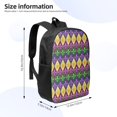 thumbnail image 2 of Uemuo Mardi Gras4 Printed Durable 17-inch Student Backpack - Lightweight, Waterproof, Adjustable Straps, Ideal for School, Work, Travel, 2 of 5