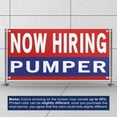 thumbnail image 3 of Now Hiring Pumper 13 oz Heavy Duty Vinyl Banner Pumper Jobs Available Lease Operator Help Wanted Sign for Business Indoor/Outdoor Single-Sided with Metal Grommets (4x8 ft, Re & Wh & Bl), 3 of 6