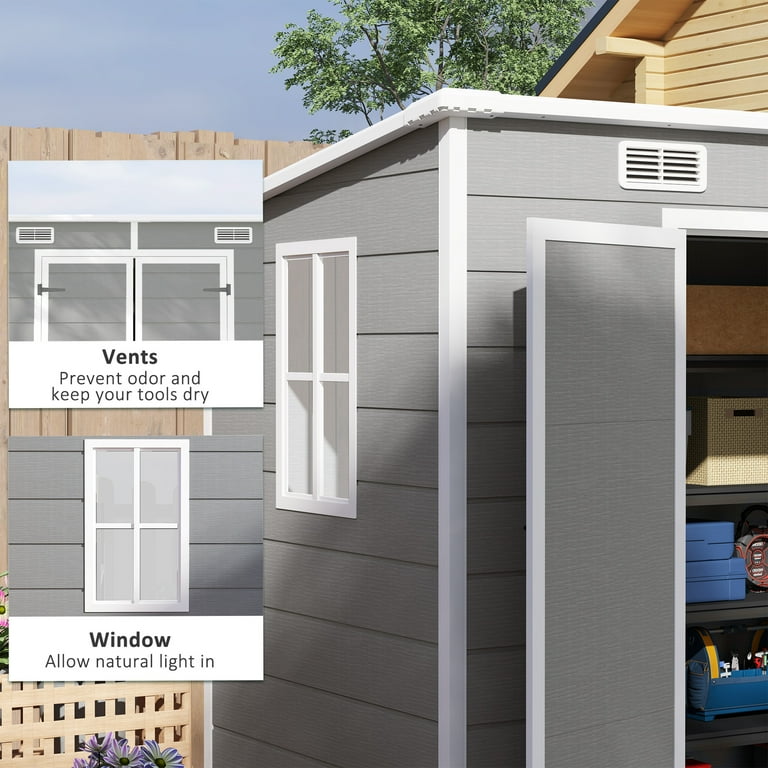 Outsunny 8' x 4' Resin Outdoor Storage Shed, Plastic Shed
