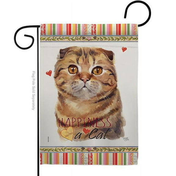 Breeze Decor G160237-BO 13 x 18.5 in. Cat Scottish Fold Happiness Double-Sided Decorative Vertical Garden Flag