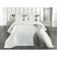 thumbnail image 3 of Ambesonne Grey Quilted Bedspread Set 3 Pcs, Wavy Stripes and Flowers, Queen Size, Grey Pale Grey White, 3 of 5