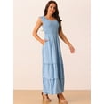 thumbnail image 2 of DARING DIVA Scoop Neck Ruffle Tiered Maxi Dress M Blue, 2 of 4