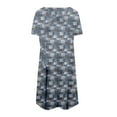 thumbnail image 4 of QLEICOM Womens Summer Floral Print Short Sleeve Sundress T-Shirt Dress Casual Loose Dress with Pocket Blue S, US Size:4, 4 of 4