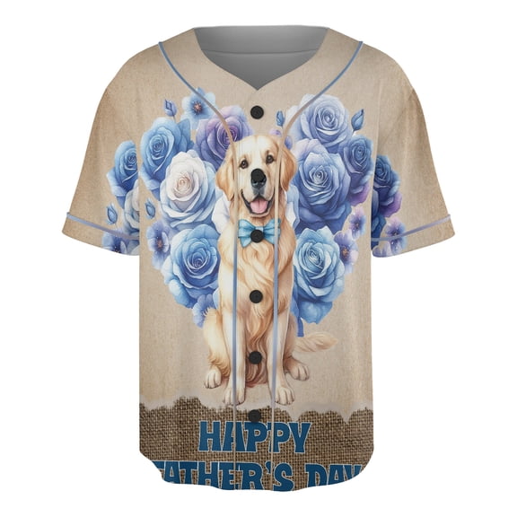 Golden Retriever Proud Dad Happy Father's Day All Over Print 3D Baseball Shirt Goldens Dog Lover Gifts Idea Softball Sport - 02008