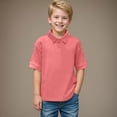 thumbnail image 2 of Staki Polo for Boys Boys Back to School Outfit, Short Sleeve Collared Polo T-Shirt, Front Button Closure 1-12Y(Hot Pink,3-4 Years), 2 of 4