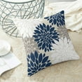 thumbnail image 3 of Navy Blue White Pillow Covers 16x16 Set of 2, Gray Abstract Dahlia Farmhouse Decorations Throw Pillow Covers Geometry Design Summer Outdoors Decorative Linen Cushion Case for Couch Sofa Home, 3 of 6