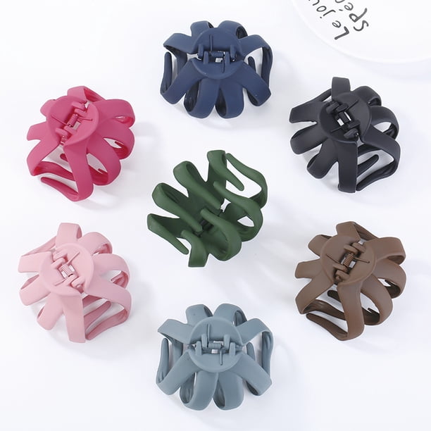 Pinzas para el cabello con garra grande para cabello grueso, pinzas de pulpo mate de 3,2 pulgadas, pinzas para el cabello grandes para mujeres y niñas, 7 paquetes (varios colores)