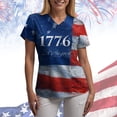 thumbnail image 6 of felwors Fourth of July Scrub Tops Women Scrubs for Women Patriotic Shirts V Neck Pattern Short Sleeve Nursing Top (Dark Blue, XL), 6 of 6
