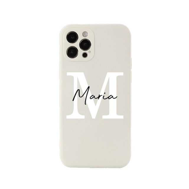 Funda de teléfono Personaliza Tu Nombre con iniciales personalizadas para iPhone 14 14ProMax 14Plus 13Promax 13 12 11 funda trasera de silicona líquida Deng Xun unisex