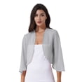 thumbnail image 4 of Chales tipo pareo para mujer, cárdigan de gasa de manga 3/4, chaqueta Bolero, vestido de novia para fiesta de boda, chaqueta abierta de manga corta, Tops, 4 of 5