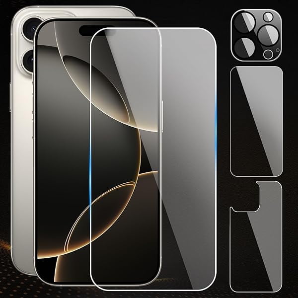 wonima11 Screen Protector for iPhone 16 Pro Max, Front and Back Tempered Glass Screen Protector with Camera Protector,Anti-Fingerprint/Scratch Rear Film,3-in-1 Protection (6.9 inch)