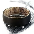 thumbnail image 5 of Wedding Band Ring for Men Black Tungsten Carbide Deer Antler Inside Wedding Band Ring, 5 of 7