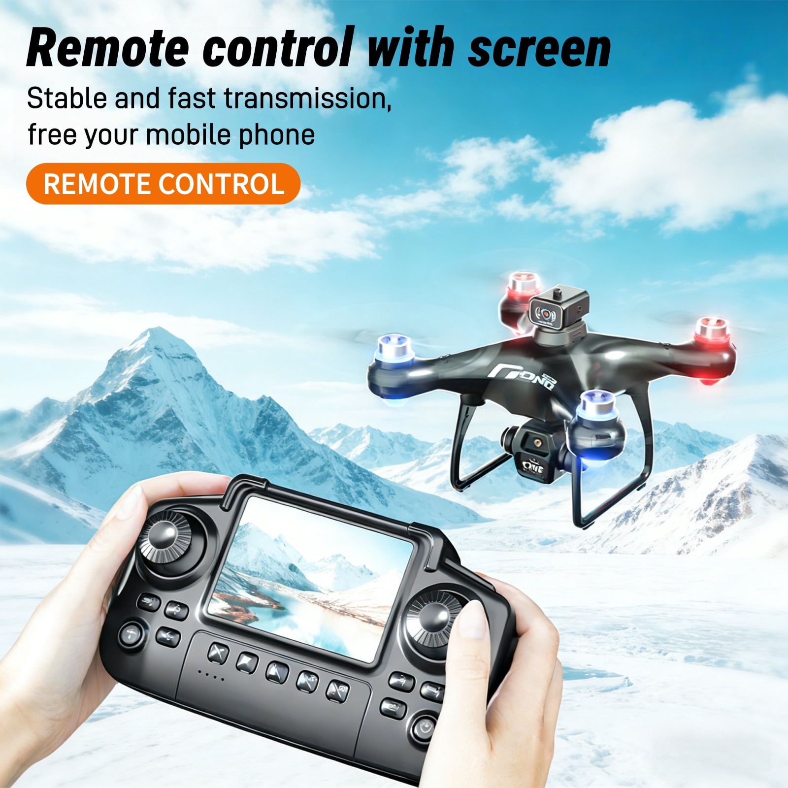 Ourlife Brushless Drone with Dual 4K Cameras, 2.4" Screen Remote, 2 Batteries, Obstacle Avoidance RC Quadcopter, Black