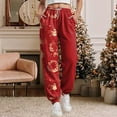 thumbnail image 2 of TTUHYWXI Christmas Womens Pajama Pants Casual Comfy Sleepwear Wide Leg Drawstring Bottoms with Pockets (Red, XL), 2 of 5