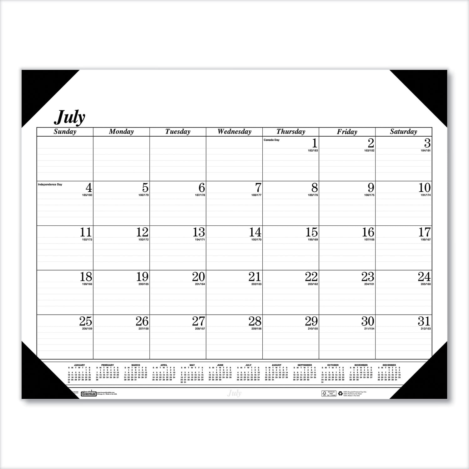 House of Doolittle Recycled Economy 14-Month Academic Desk Pad Calendar, 22' x 17', 2020-2021