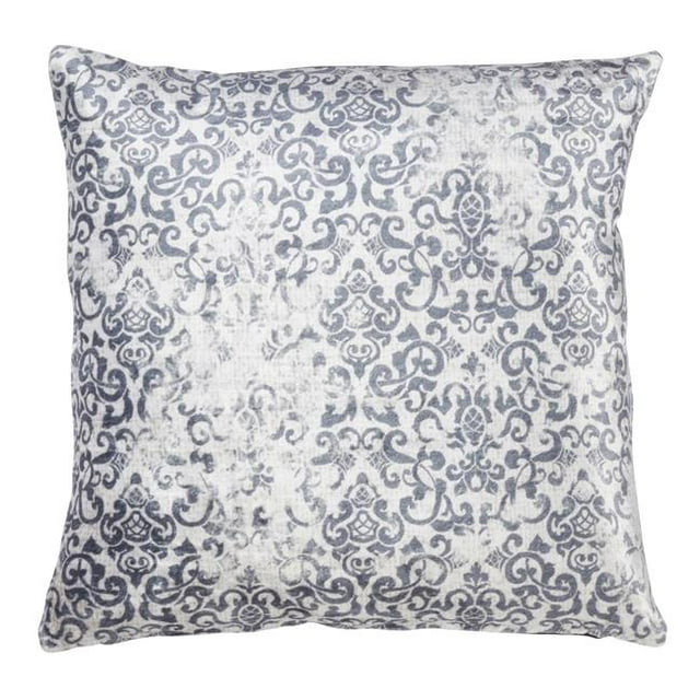 SARO 953.IN18S 18 in. Square Down Filled Throw Pillow with Small Distressed Motif Design Indigo