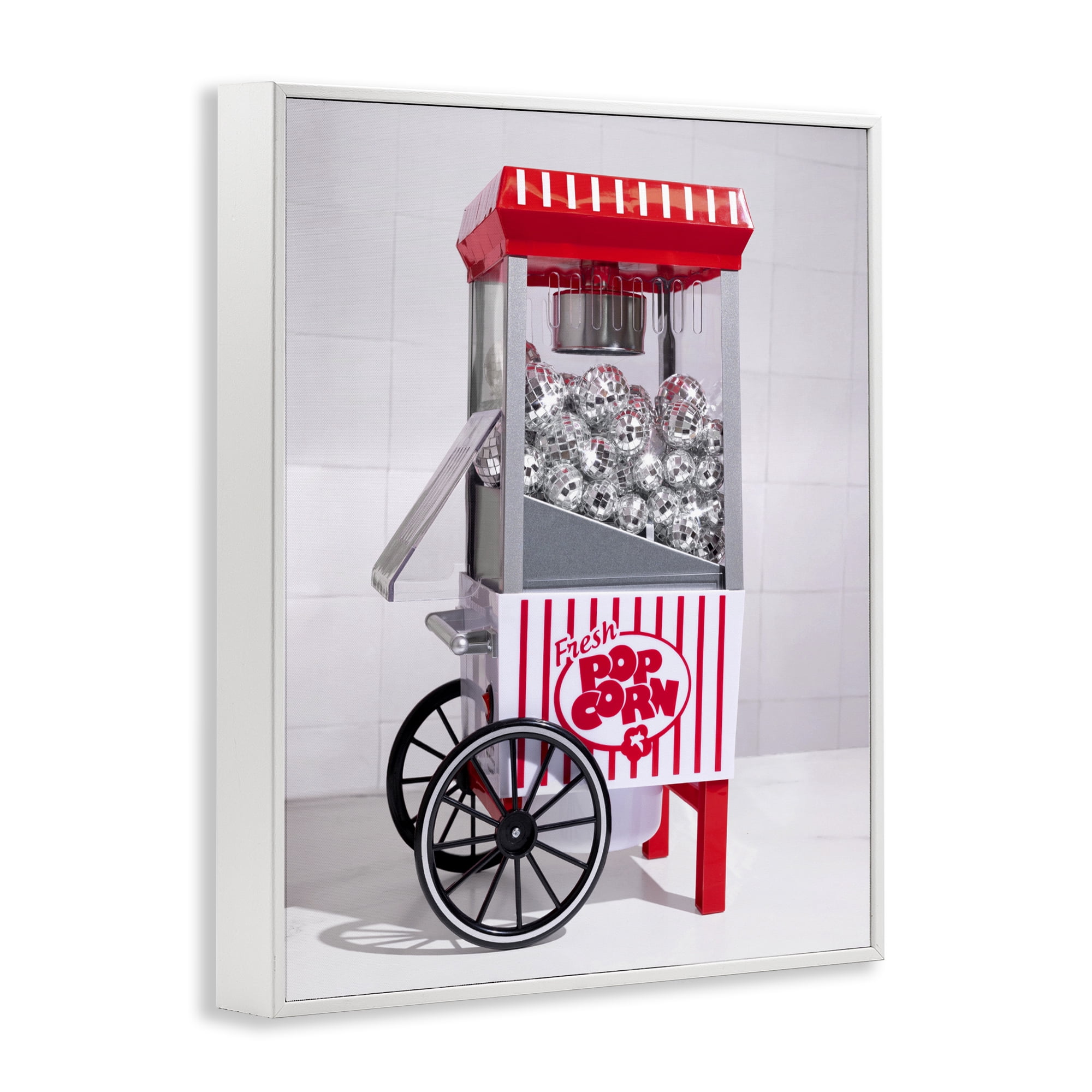 Stupell Industries Fun Disco Popcorn Machine White Framed Giclee Art, design by LISH Creative