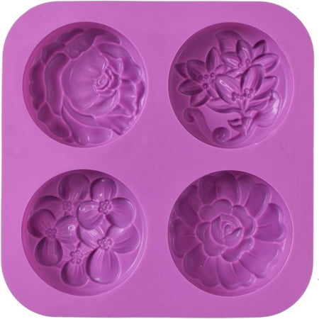 

Flower Silicone Soap Molds Homemade Soap Mold Muffin Pudding Jelly Brownie and Cheesecake Nonstick & BPA Free (Purple)