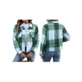 thumbnail image 2 of Anygrew Womens Shacket Plaid Shirts Flannel Shacket Jacket Long Sleeve Button Down Shirt Trendy Fall Outfits for Women Coats, 2 of 5