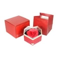 thumbnail image 3 of Caja de joyería, anillos, pendientes, caja de almacenamiento de collares, pequeña y elegante caja de regalo de joyería con flores rosas para aniversar Rojo, 3 of 10