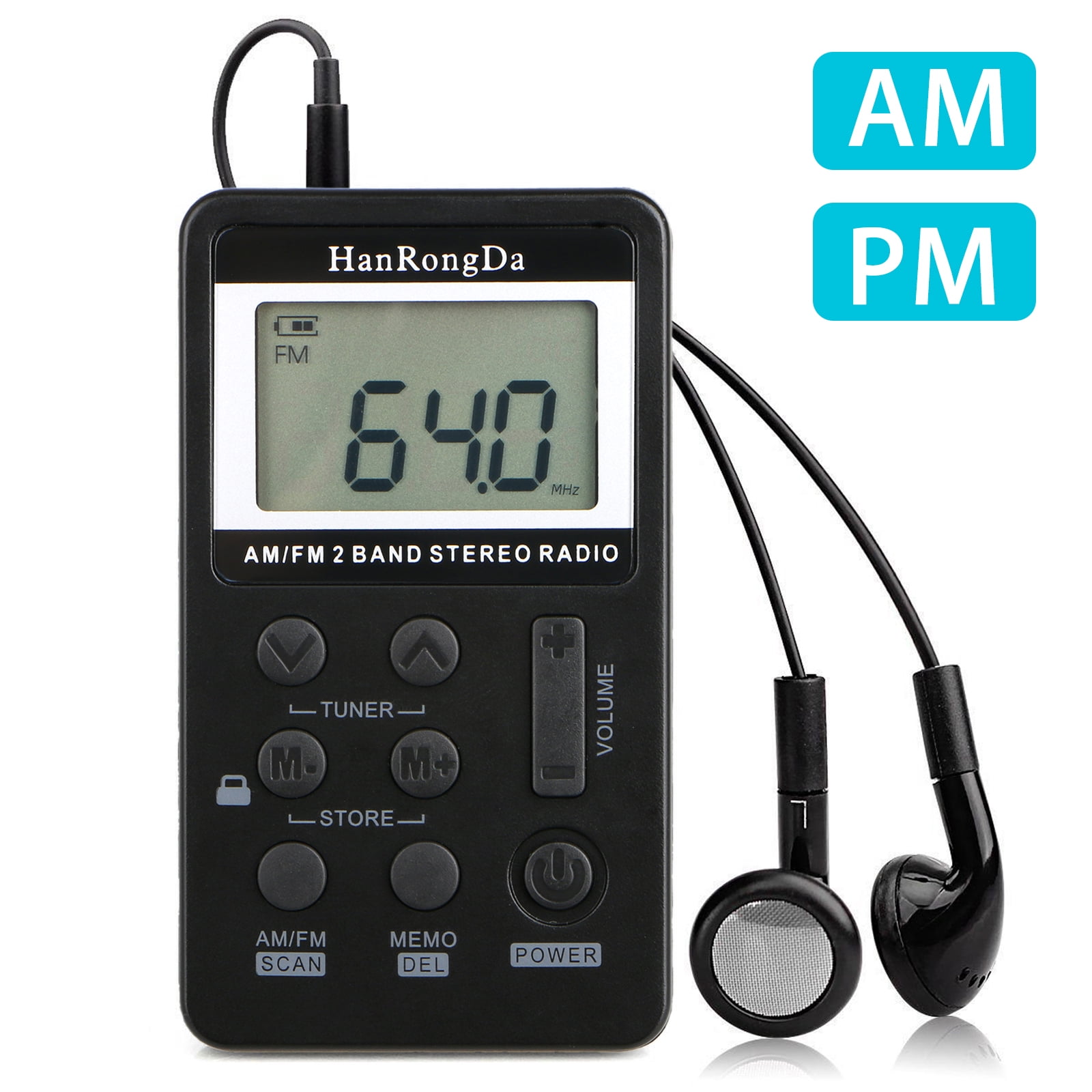 EEEkit Portable Radio, LCD Digital Mini Pocket Handy AM Radio 2 Band