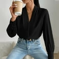thumbnail image 7 of TKLPEHG Womens Tops Dressy Casual V Neck Elegant Shirts Lightweight Leisure Comfy Long Sleeve Classic Solid Color Loose Fashion Blouses (Black,XXL), 7 of 7