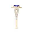 thumbnail image 3 of ANGARA Natural Tanzanite Split Shank Ring with Diamond Hexagon Halo in 14K Yellow Gold for Women (Size-5mm) | December Birthstone, Anniversary, Jewelry Gift for Women | Natural Tanzanite Ring, 3 of 9