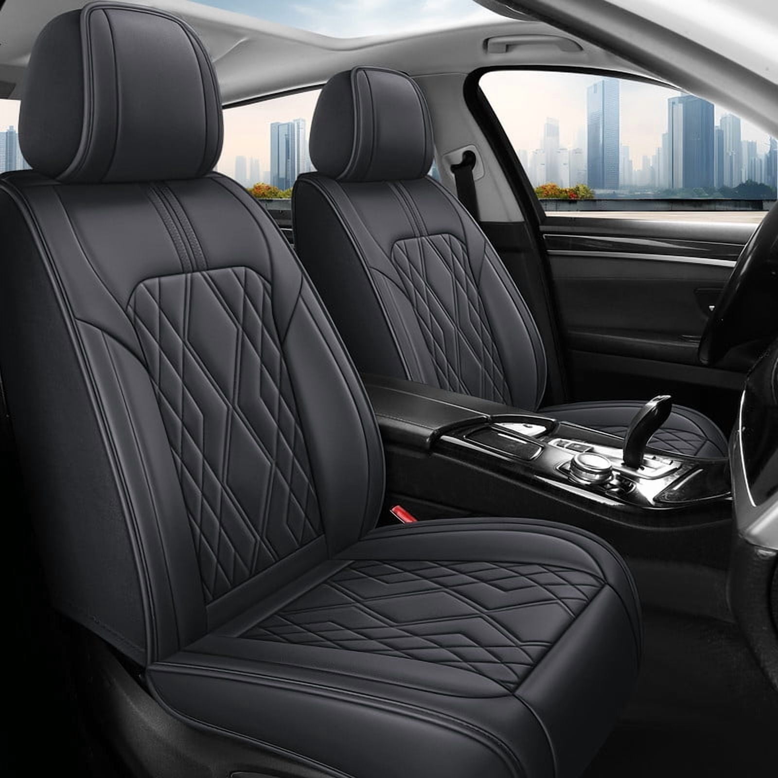 Telimocy Car Seat Cover for Subaru Outback Forester Crosstrek Legacy 2000-2026, Breathable Faux Leather Automobile Seat Cushion Protector Non-slip Airbags Compatible Black