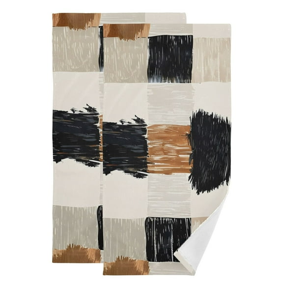 Plaid in Multicolor Hand Towel Absorbent Bath Towels for Bathroom Sports Gym 28" x 14" Set of 2