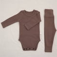 thumbnail image 3 of Tisuna Fall Outfit Set For Kids Boys Stretch Solid Color Long Sleeve Crewneck Romper And Pants 2 Pieces Outfit Set For Children Going Out Playwear Size 6-12 Months, 3 of 3