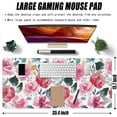 thumbnail image 2 of Large Watercolor Pink Flowers Gaming Mouse Pad - Green Leaves Desk Mat, Non-Slip Rubber Base, Extended Long Computer Keyboard Mat for Home Office, 35.4"x15.7", 2 of 6