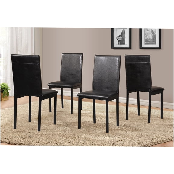 JERFIT Modern Dining Chairs Set of 4, Black Faux Leather Upholstered Side Chairs with Sturdy Metal Frame for Kitchen, Dining Room