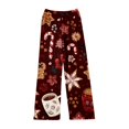 thumbnail image 4 of Christmas Petite Pajamas for Women Fall Flannel Christmas Snowflake Print Pj Bottoms Holiday Elastic Waist Soft Pajama Pants Comfy Casual Sleep Lounge Pants Deep Red 2XL, 4 of 7