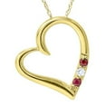 thumbnail image 1 of Pendentif Rubis Cœur à 3 Pierres en Or Jaune 14 K, 1 of 1
