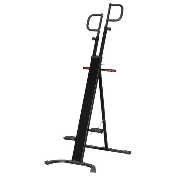 Folding Vertical Climber Exercise Machine, Height Adjustable Climbing Machine with LCD Monitor and Transport Wheels, Stair Stepper for Full Body Workout, Black