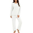 thumbnail image 2 of Frostluinai Womens Fuzzy Fleece Pajama Sets Long Sleeve Plush Pullover Warm Lounge Pants Soft Comfy Sleepwear Loungewear Two Piece, 2 of 10