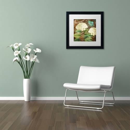 Trademark Fine Art "Alabaster Hydrangea" Canvas Art by Color Bakery White Matte, Black Frame