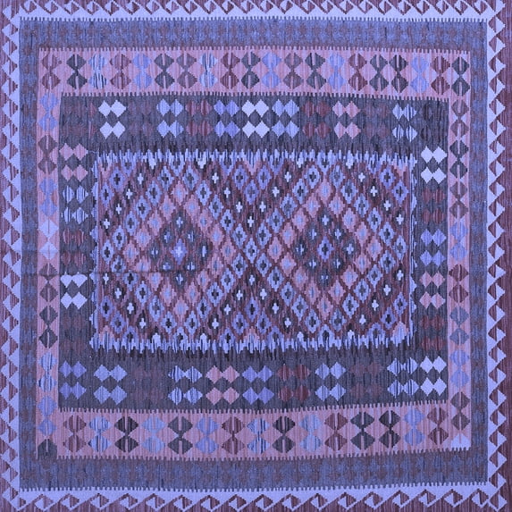 Ahgly Company Indoor Square Oriental Blue Traditional Area Rugs, 5' Square