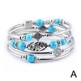 thumbnail image 1 of Natural Tiger Eye Stone/Turquoise Wrap Bracelet Layered Multi-Circle Natural Stone String, 1 of 1