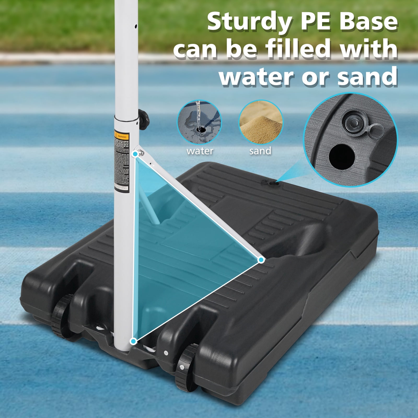 Pool Basketball Stand, Portable Basketball Goal for Pool with Wheels, Kids Junior Adults Basketball Stand Water Game, Poolside Mini Hoop Adjustable Height 2.9-3.9ft, Max 7# Ball, Black