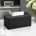 thumbnail image 7 of Tissue Box Cover Stylish PU Leather Rectangular Tissue Box Holder with Magnetic Bottom Cover for Bathroom Bedroom or Office (Black), 7 of 7