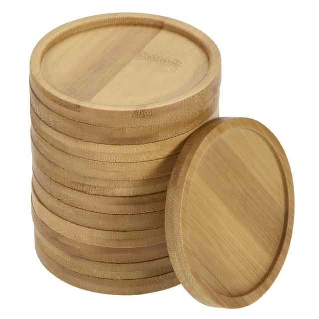 Planta Maceta Platillo, 12 Paquetes 8.5cm Bambú Redondo Flor Goteo Bandeja para Interiores