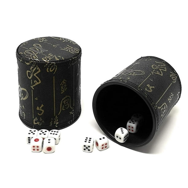 Asian Home Thy Collectibles Dice Cup With 5 Dices Pu Leather Professional Dice Shaker Cup Set For Yahtzee Craps Backgammon Or Other Dice Games Chinese Calligraphy Design 2 Pack Walmart Com Walmart Com