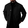 thumbnail image 4 of LODIENY Men Tweed Jacket Fleece Shacket Button Down Collared Jackets Warm Winter Coat Long Sleeve Fall Outerwear with Flap Pockets for Casual Daily Black L, 4 of 6