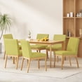 thumbnail image 2 of GDF Studio Ballantrae Wood and Fabric 7 Piece Dining Set, Natural Oak, Green Tea, 2 of 10